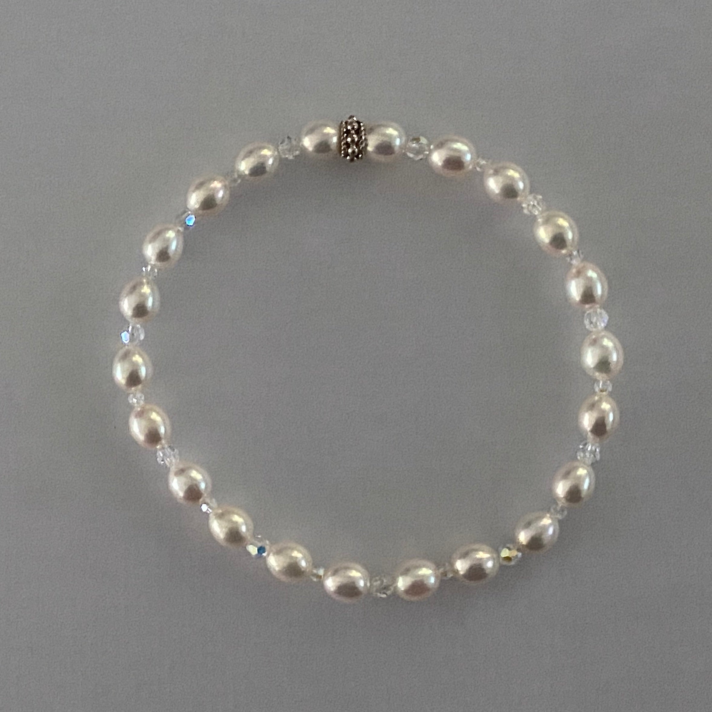 Sterling selling Silver Crystal and Bali Freshwater Pearl Necklace